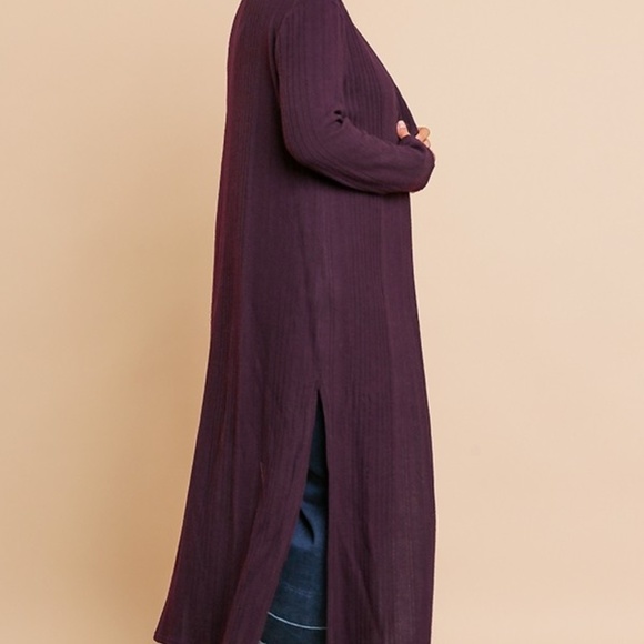 Umgee Plum Soft Duster Cardigan Sweater - Picture 3 of 8